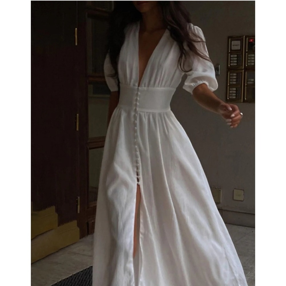 Commense Coastal Cowgirl White Maxi Dress Sundress Western Cottage M Bohemian - Picture 3 of 7